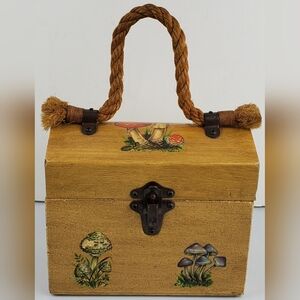 Severin Original Vintage Mushroom Wooden Decoupage Recipe Keepsake Box - EUC